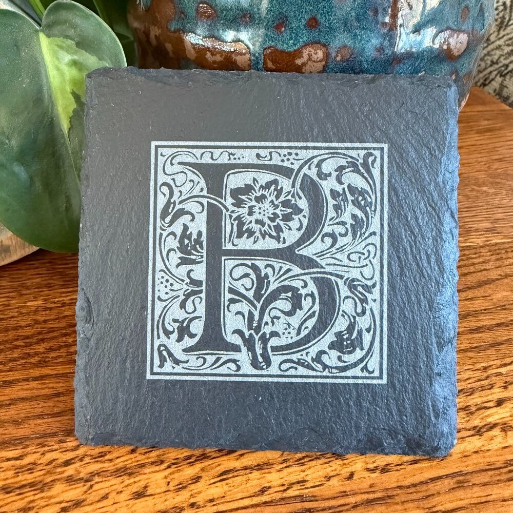 NEW - Personalized Monogram Custom Slate Coasters (Set of 4)